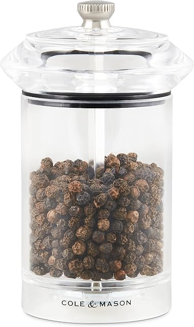 Cole & Mason H83001P Solo Clear Pepper Mill | Precision+ | Acrylic | 114mm | Single | Includes 1 x Pepper Grinder | Lifetime Mechanism Guarantee