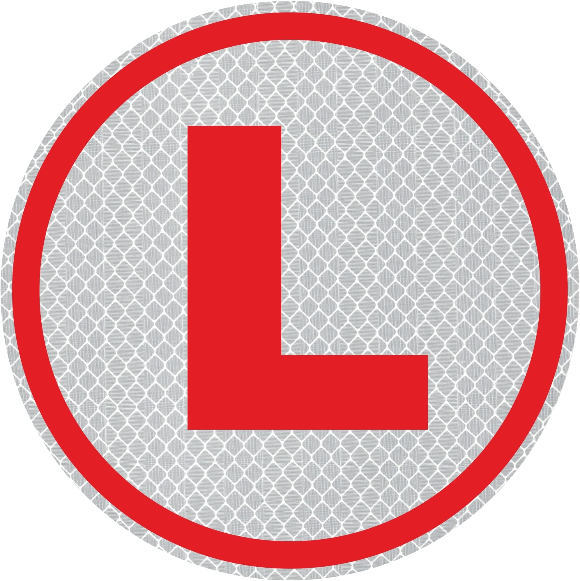 Learner Car Decal Metal Sticker - Water Resistant Reflective Red Dye Cut Label for Any Car - 6 X 6 Inch Vinyl, Self-Adhesive