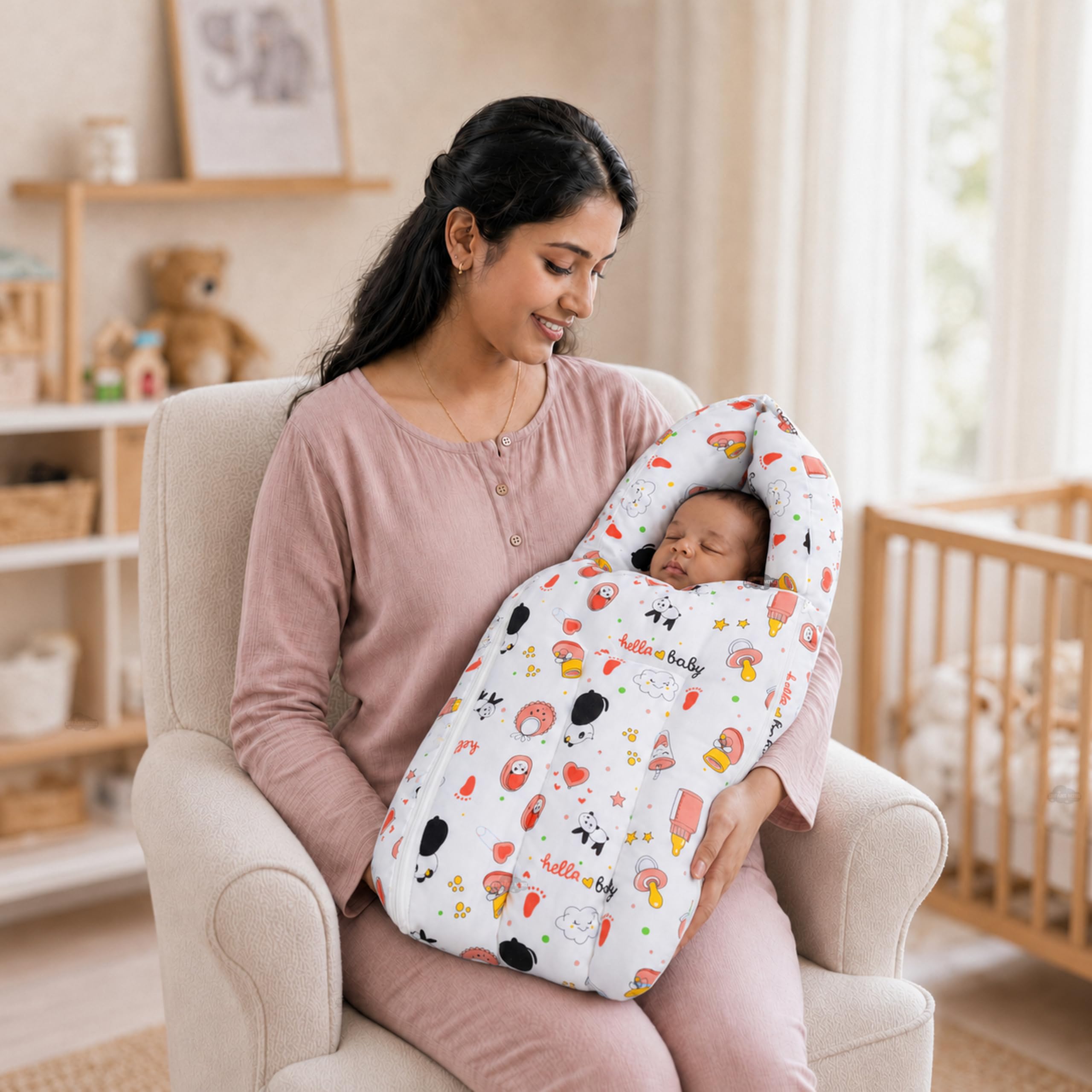 Panda Blue Baby Bedding Set - Sleeping Bag & Mosquito Net -20