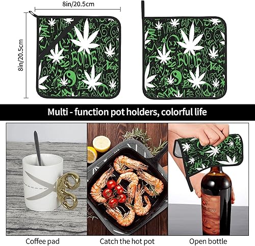 Miniatura 7 de Paquete de 2 soportes para macetas de hojas de hierba de graffiti con bucles para colgar, bolsillos de mano, resistentes al calor, esenciales de