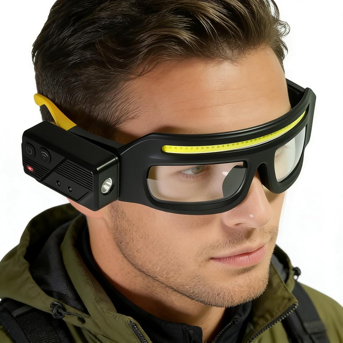 NIRIAHO Adjustable Headlamp Glasses with Motion Sensor Rechargeable Headlight