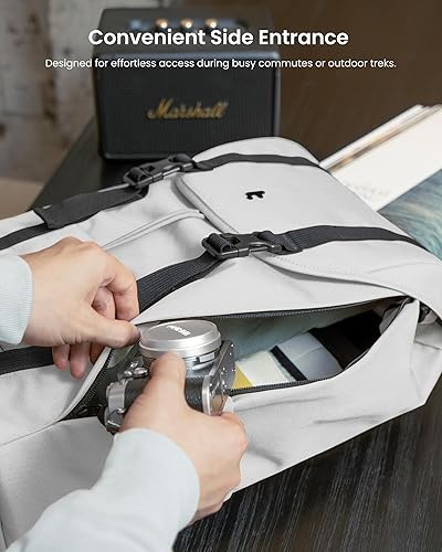 Miniatura 6 de tomtoc Mochila para portátil con solapa de 22 litros, ligera, resistente al agua, Gris, Vintage