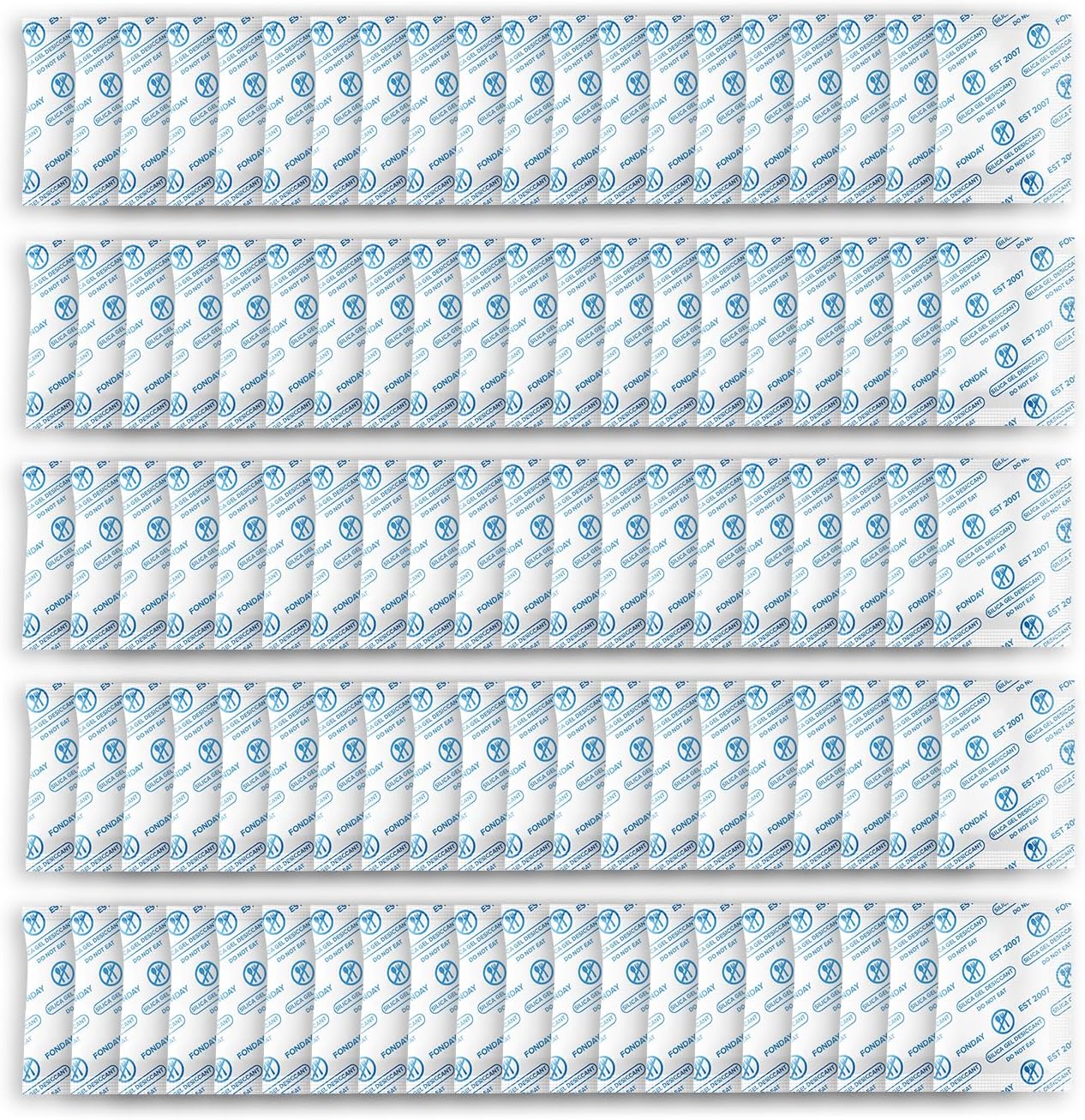 2g x 100 Packs Fonday Food Grade Silica Gel Desiccants Packs Moisture Absorbers Dehumidifier for Food Storage, Electronics, 3D Filament & Safes