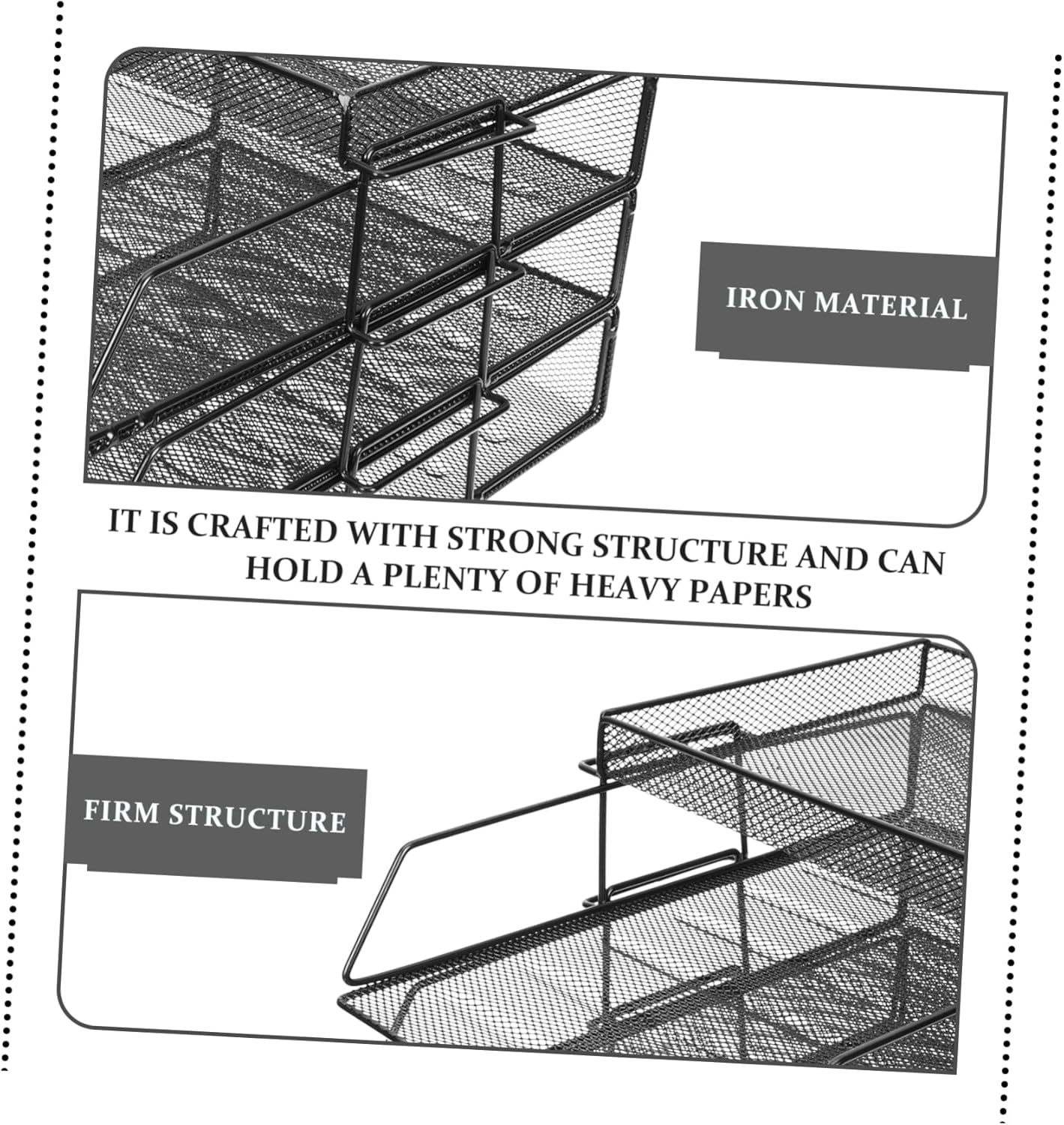 TEHAUX Cute Desk Organizer Tray Stackable File Rack Metal Desk Rack for Office