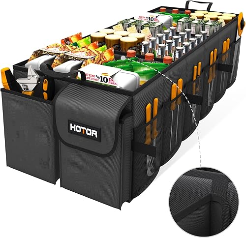 Miniatura 35 de HOTOR Organizador plegable para maletero, compatible con SUV y sedán, 3 compartimentos, gris, 31.9 pulgadas, 12.6 pulgadas, 10.6 pulgadas