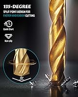 Vista 4 de Lichamp Juego de brocas HSS de 29 piezas, brocas de acero de alta velocidad con revestimiento de titanio de 1/16" a 1/2" para metal, hierro fundido