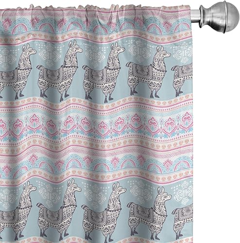 Miniatura 9 de Ambesonne Paquete de 2 cortinas náuticas para ventana, diseño marino oceánico, vela, viajes, barco, yate, juego ligero con bolsillo para barra, 4