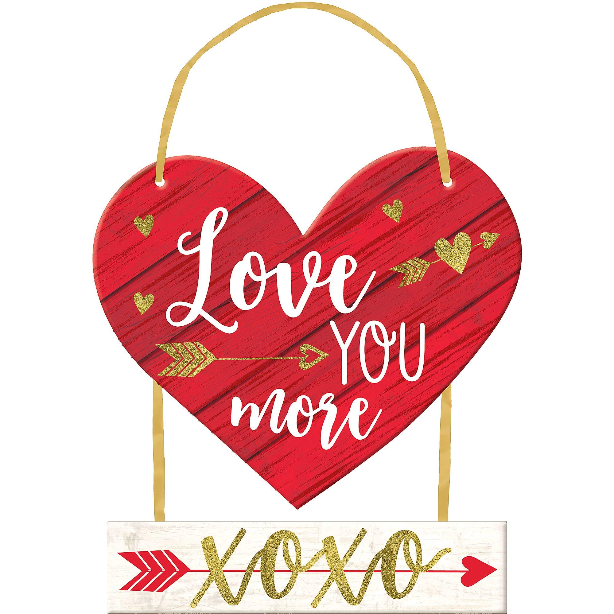 amscan 242526 Hanging Sign Love You More, XOXO-MDF 26.6cm x 36.8cm-1 Pc