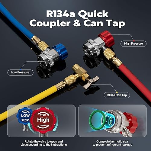 Miniatura 6 de VIVOHOME - Bomba de vacío de paletas rotativas de 13 HP y 4CFM a 110 V y kit de manómetro de aire acondicionado con detector de fugas para R134a R12