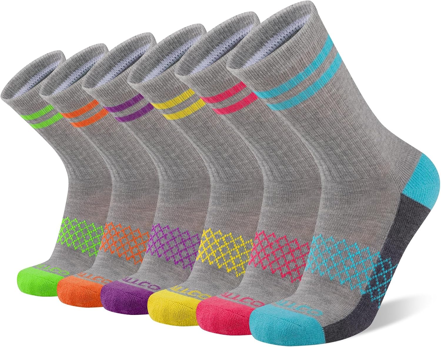 eallco Womens Crew Socks Athletic Calf Work Socks Running Long Cushioned Sole Socks 6 Pairs - Image 7