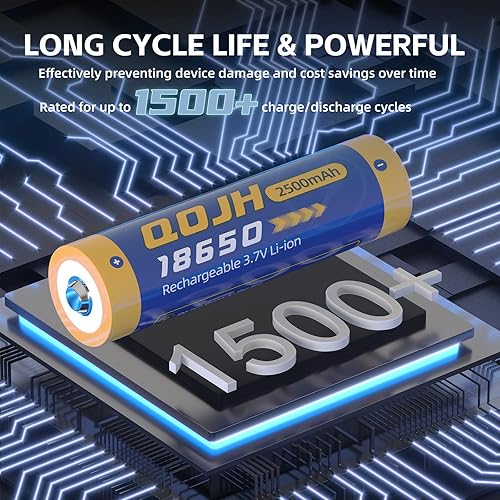 Miniatura 4 de Paquete de 4 baterías recargables 18650 con botón superior de 3.7 voltios, batería de litio para faros, linternas, timbres de puerta, automóviles a