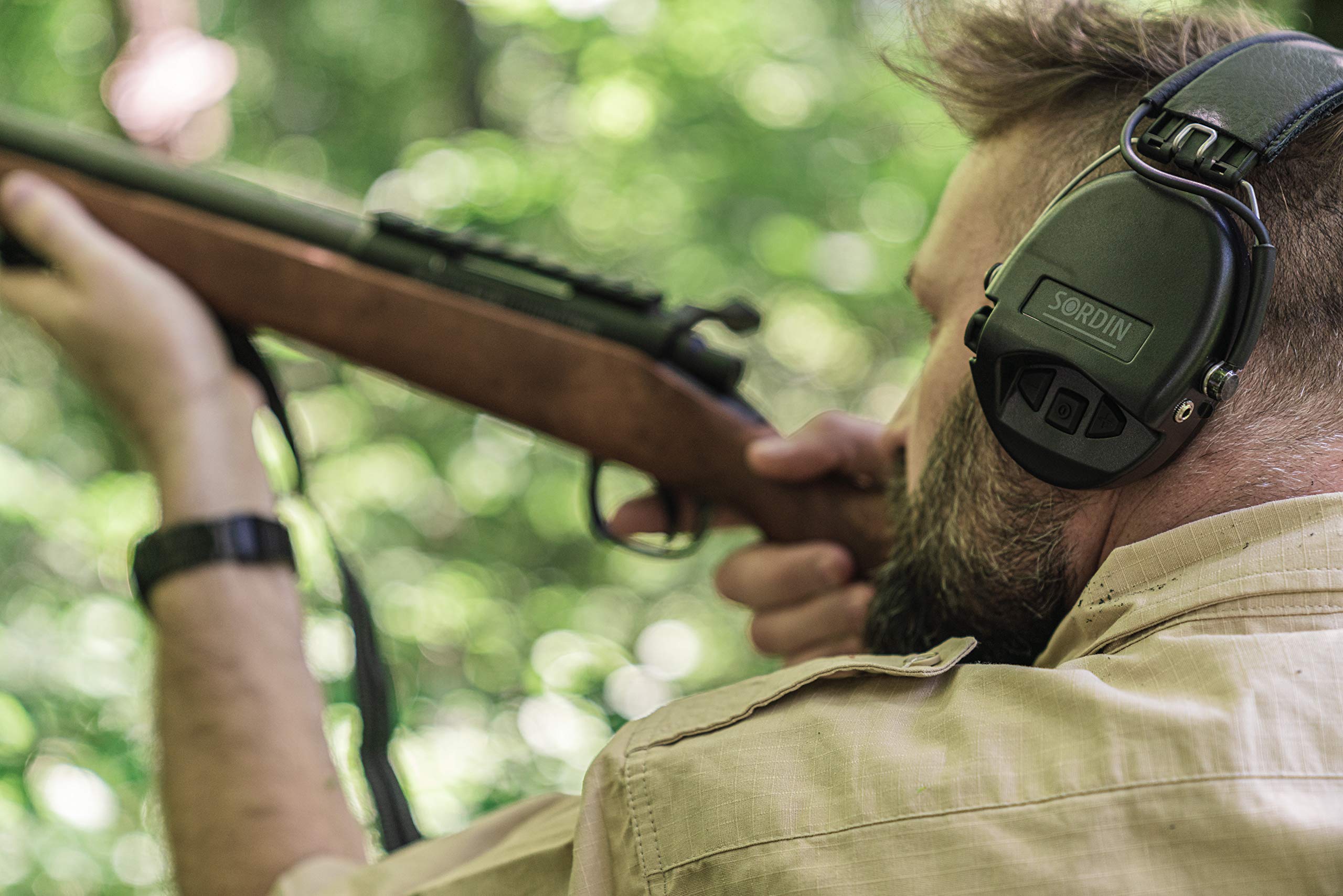 Sordin Pro Casques Antibruit Électroniques à Forte Atténuation - 75302-S - Protection Auditive - Coques d'oreilles Verdes - Idéal pour la Chasse ou Le Tir
