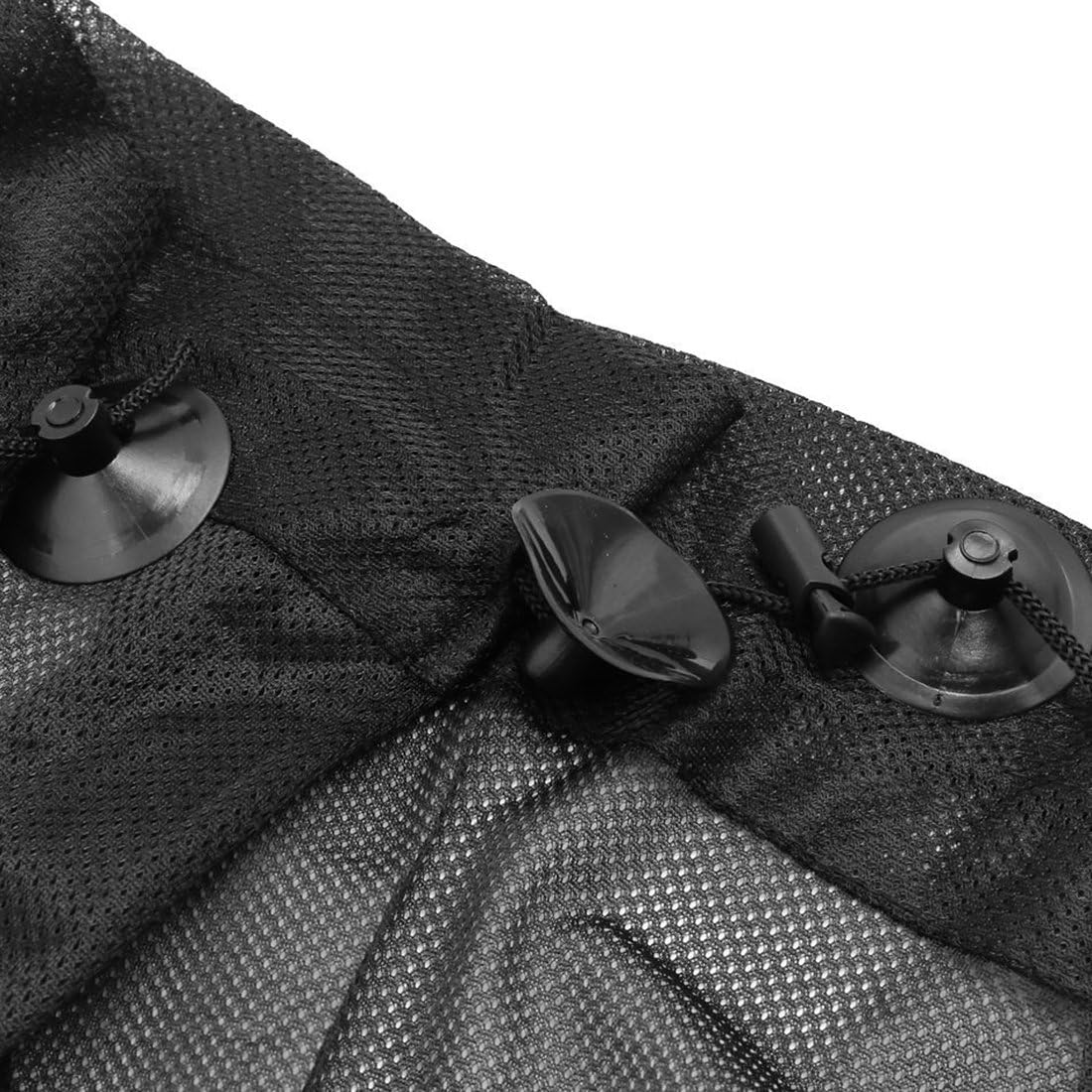 Car Side Window Sun Shade Curtain with Suction Cup, 27.6 x 20.9 inch Black Polyester Mesh UV Protection 2Pcs