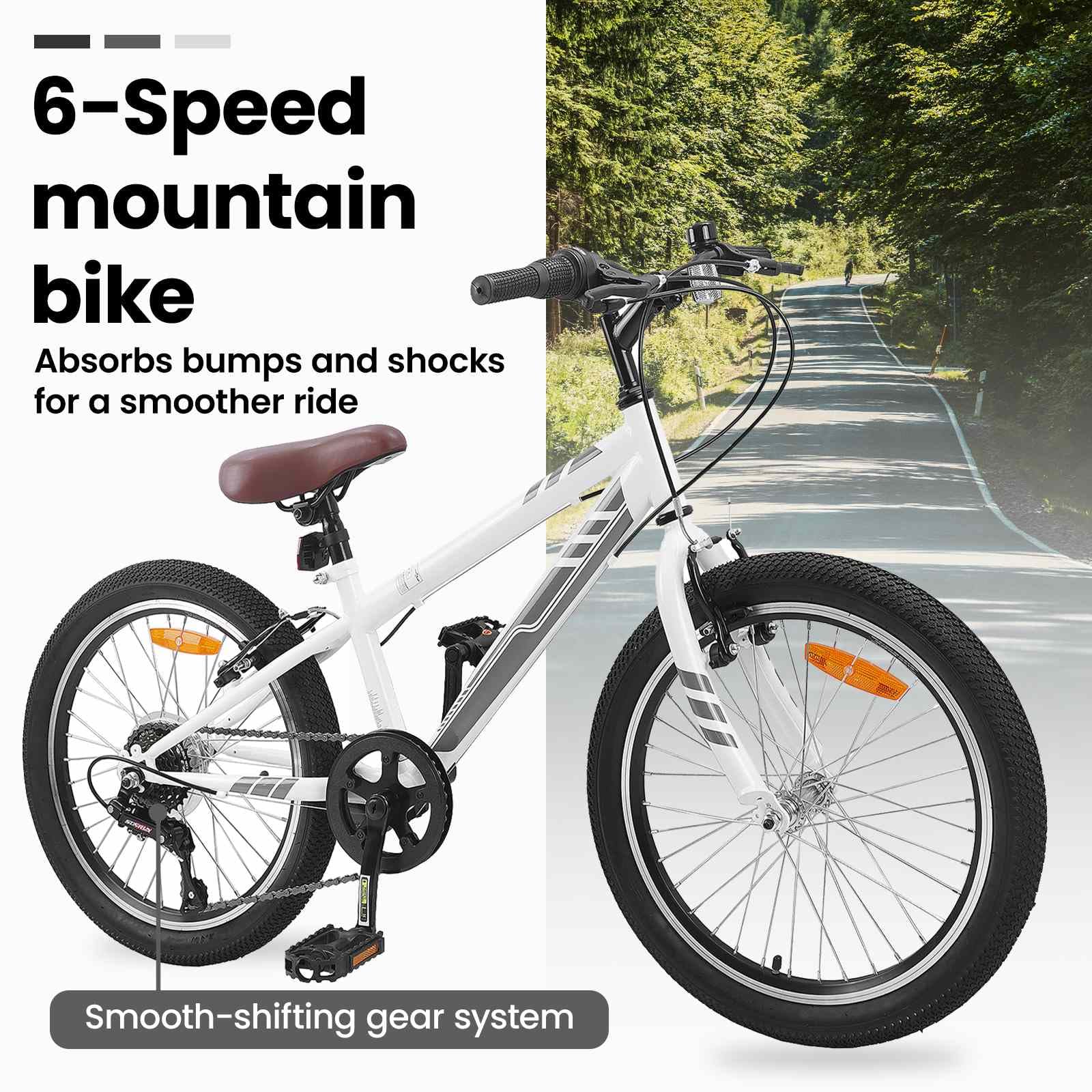 vidaXL Vélo de Montagne 24 Pouces 6-Speed pour Les 8-12 Ans Blanc, Guidons réglables, vélo de Montagne, Classique, vélo de Loisir, Cyclisme Tout Terrain, Fitness