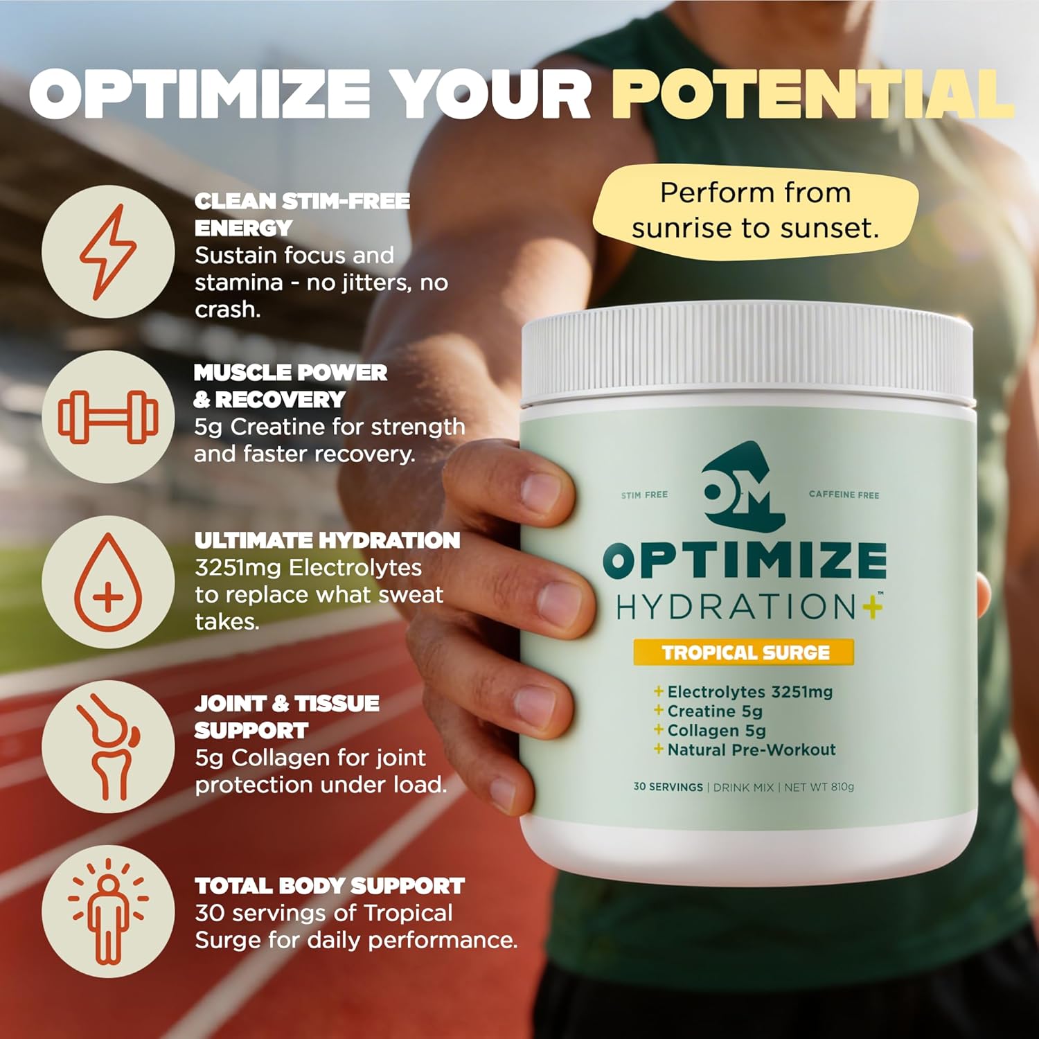 Optimize Minerals Tropical Surge Hydration | All in-One Supplement Pack, Ionic Trace Mineral Blend, Electrolyte and Micronutrient Support