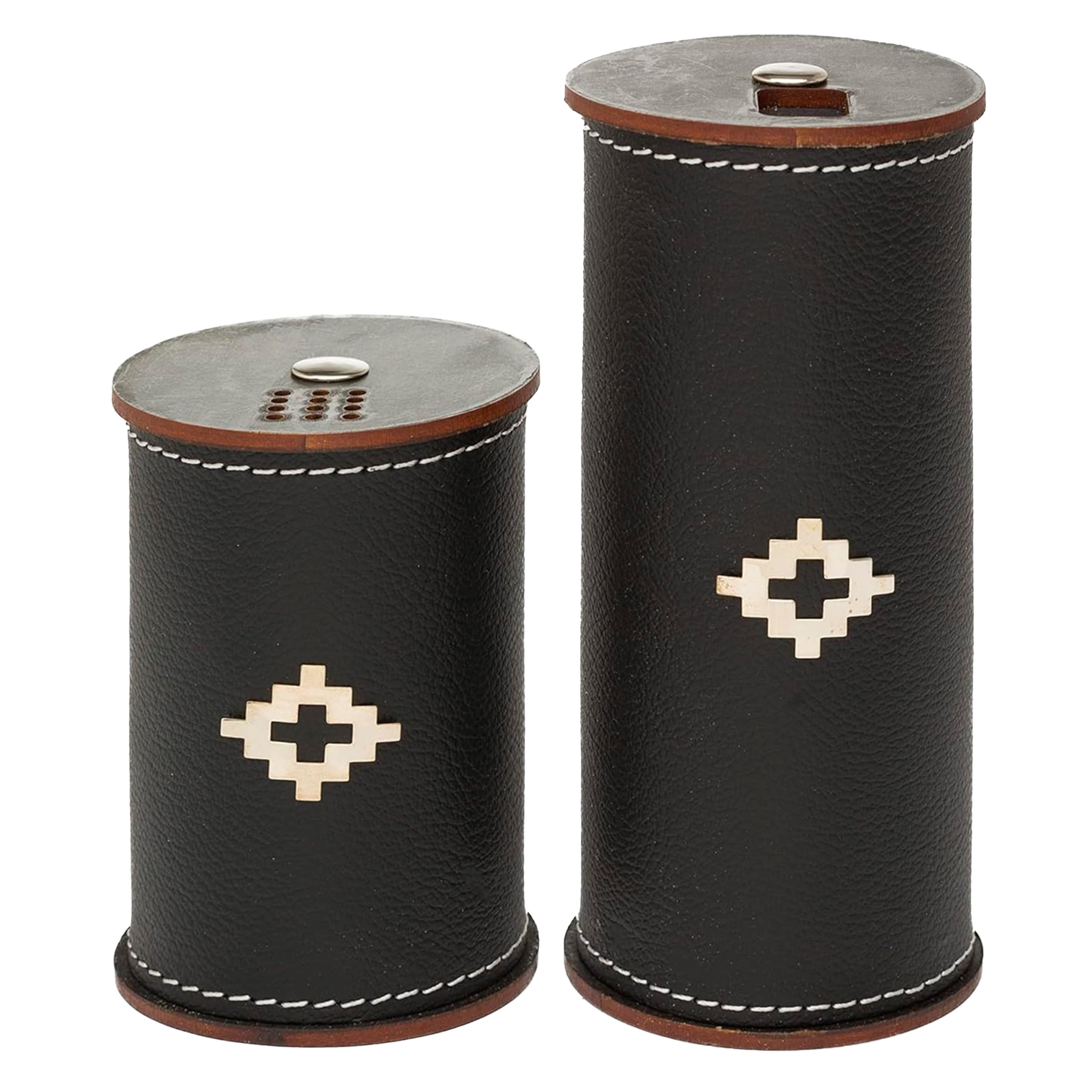 Black Set x2 Yerba Mate Container | Mate Gourd Leather Accesory - Sugar Dispenser Bag | Yerba Mate Gourd Set Accessories - Original Handmade from Argentina - Travel Essentials - Perfect Gifts