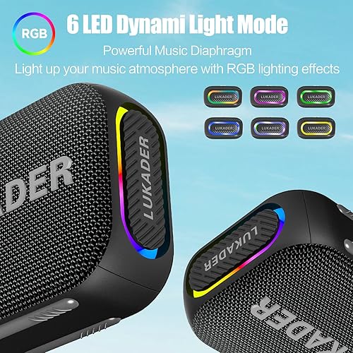 Miniatura 2 de Altavoz Bluetooth impermeable IPX7 con luces, mini altavoz de ducha inalámbrico portátil, sonido HD, emparejamiento TWS para baño, patio, jardín