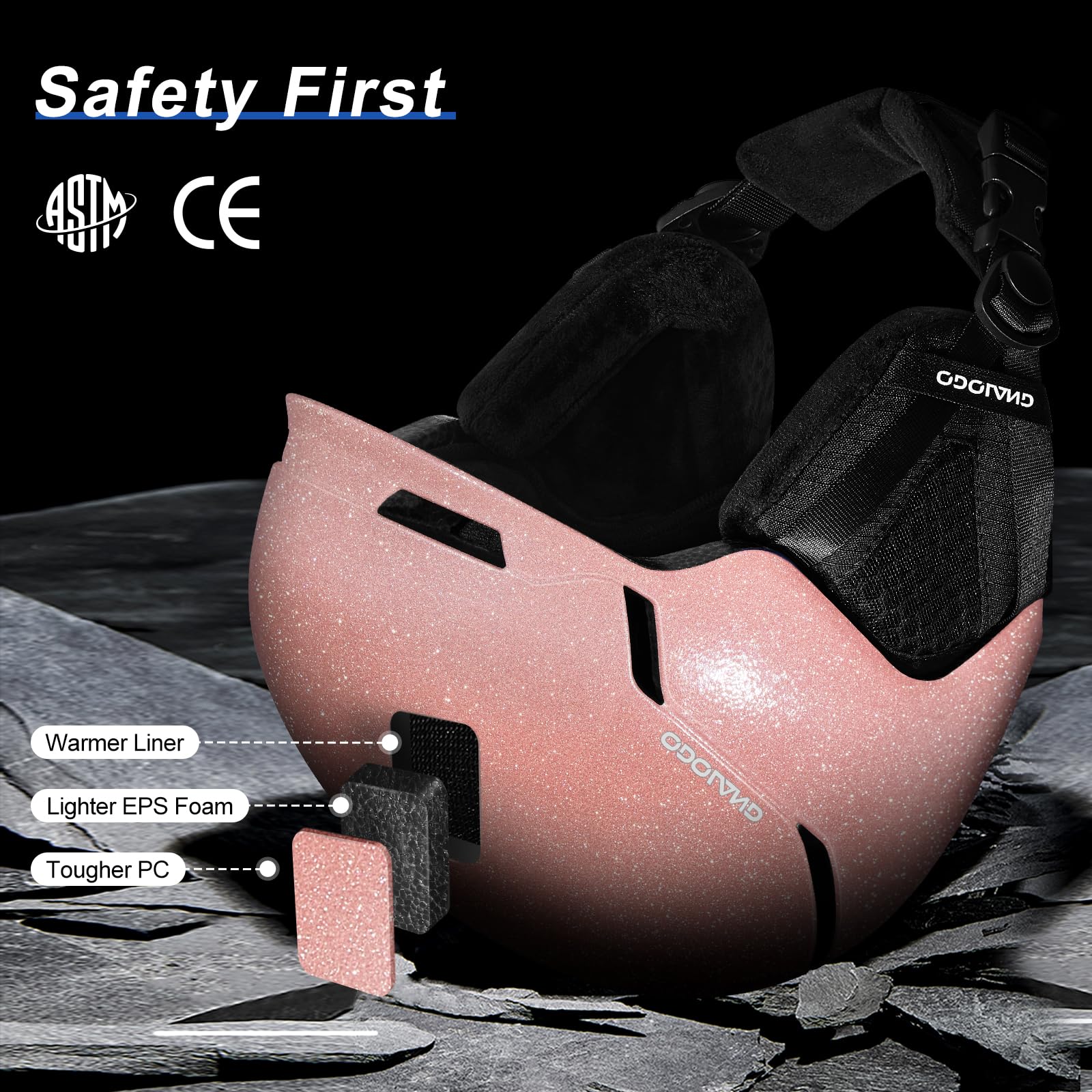 Odoland Casco da Sci per Uomo Donna Ragazzo e Ragazzi, Casco da Snowboard Ruota Regolabile, Ottima Ventilazione, Casco Ski per Sci Pattinaggio Snowboard