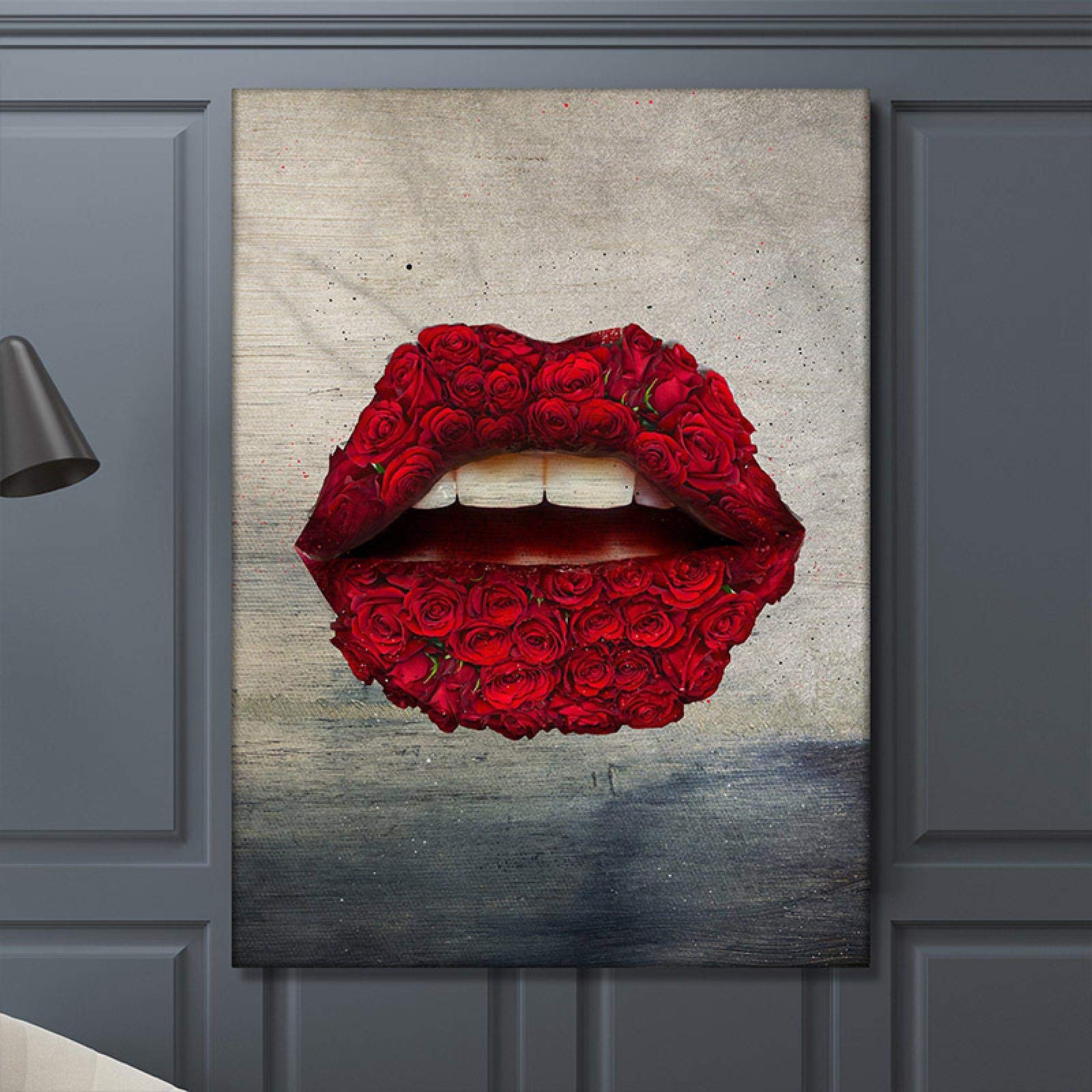 Impresión en lienzo póster impresiones de pared arte labios rojos lienzo pintura moda cuadro de pared sala de estar decoración del hogar regalo 70x100 cm sin marco