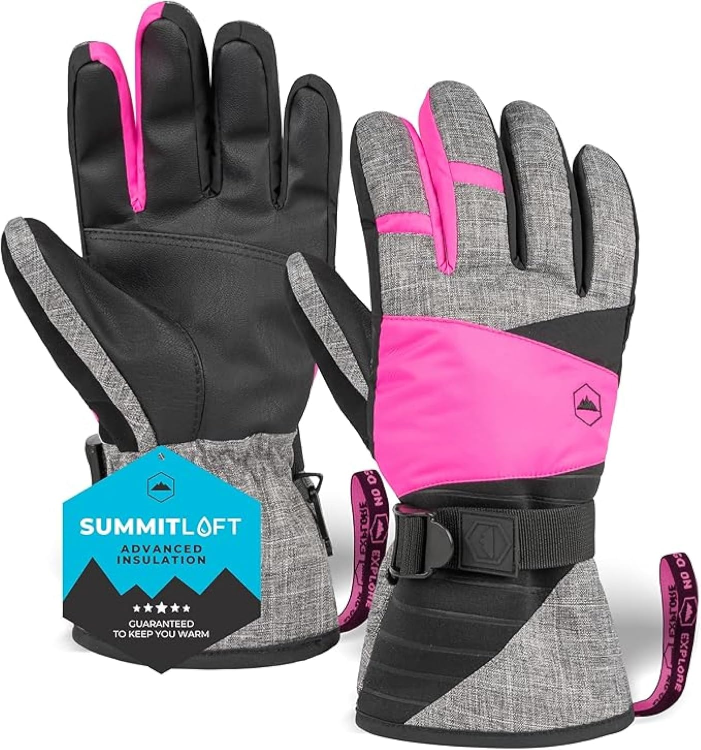 Tough Outdoors Women's Waterproof Ski Gloves - Adult Snowboarding Gloves
