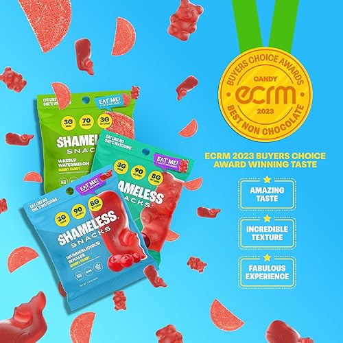 Miniatura 4 de Shameless Snacks - Gomitas keto bajas en carbohidratos sin gluten, paquete de dulces - Sandía, ballenas Wunderlicious, cereza de oso
