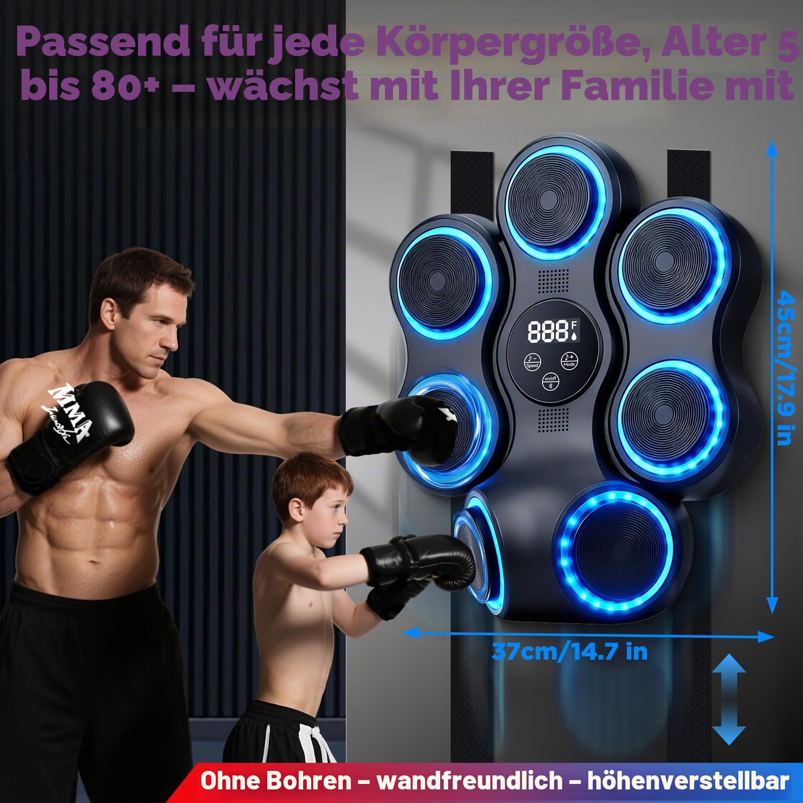 YORWHIN Music Boxing Machine - Upgraded Smart Bluetooth Wall-Mounted Music Punch Boxing Set mit Boxhandschuhen, 9 Geschwindigkeitsmodi und Zählmodus für Erwachsene Box