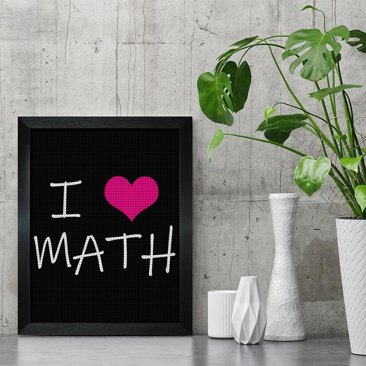 I Love Math Diamond 5D Painting Kits with Frame DIY Full Round Drill Gem Art Crafts for Home Wall Decor 16 X 20in Blackwood 40 * 50cm