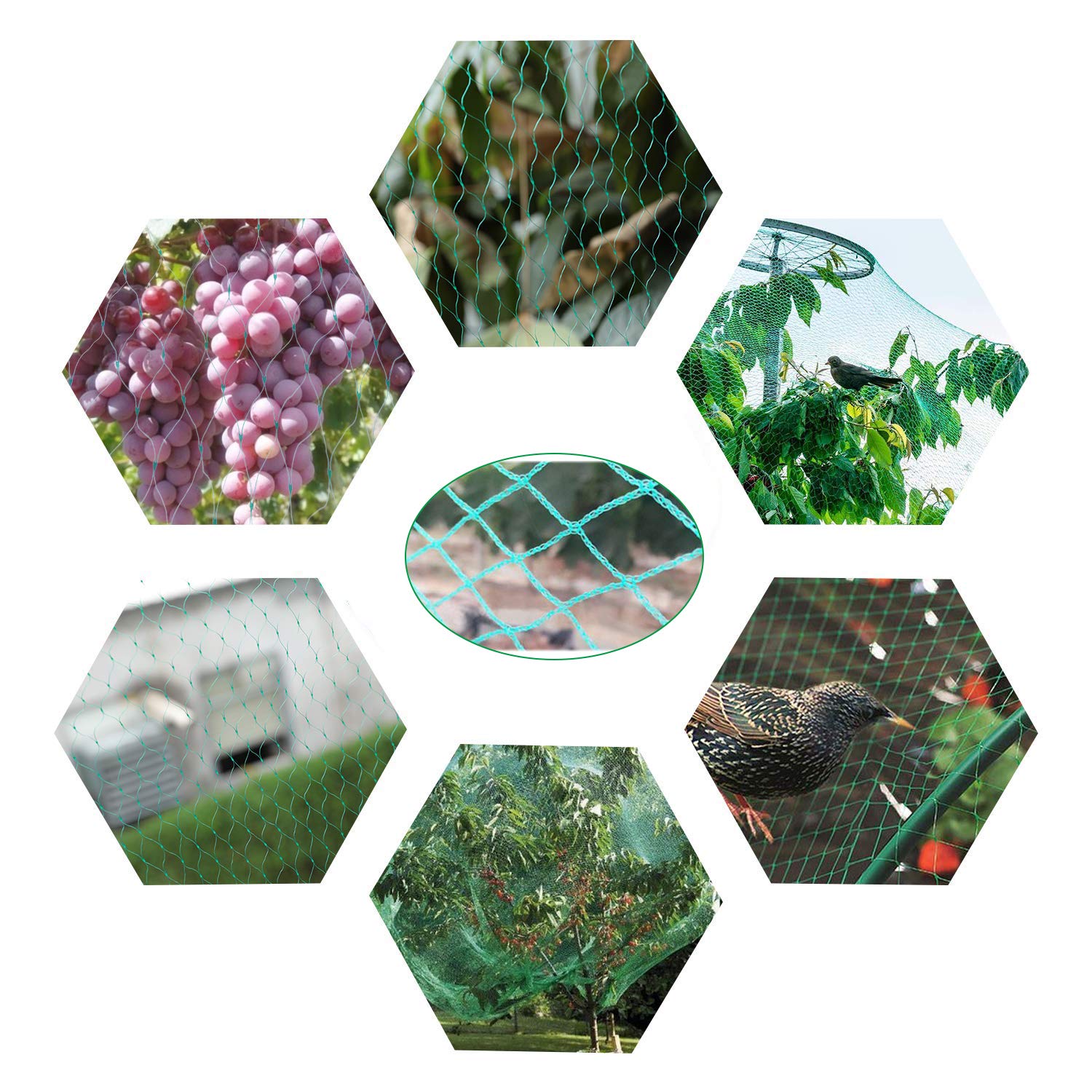 SagaSave Rete anti uccelli, 5 m x 10 m, per piante e piante, accessorio da giardino per alberi da frutto e stagno (bianco)