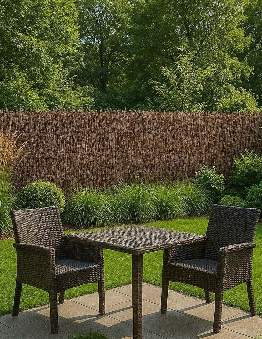 JARDIN202 - Cerramiento de Brezo Natural Alta Densidad 1800g/m² Ocultación 80% para Jardín, Terraza o Balcón, Cosido con Alambre Galvanizado | 1x5m