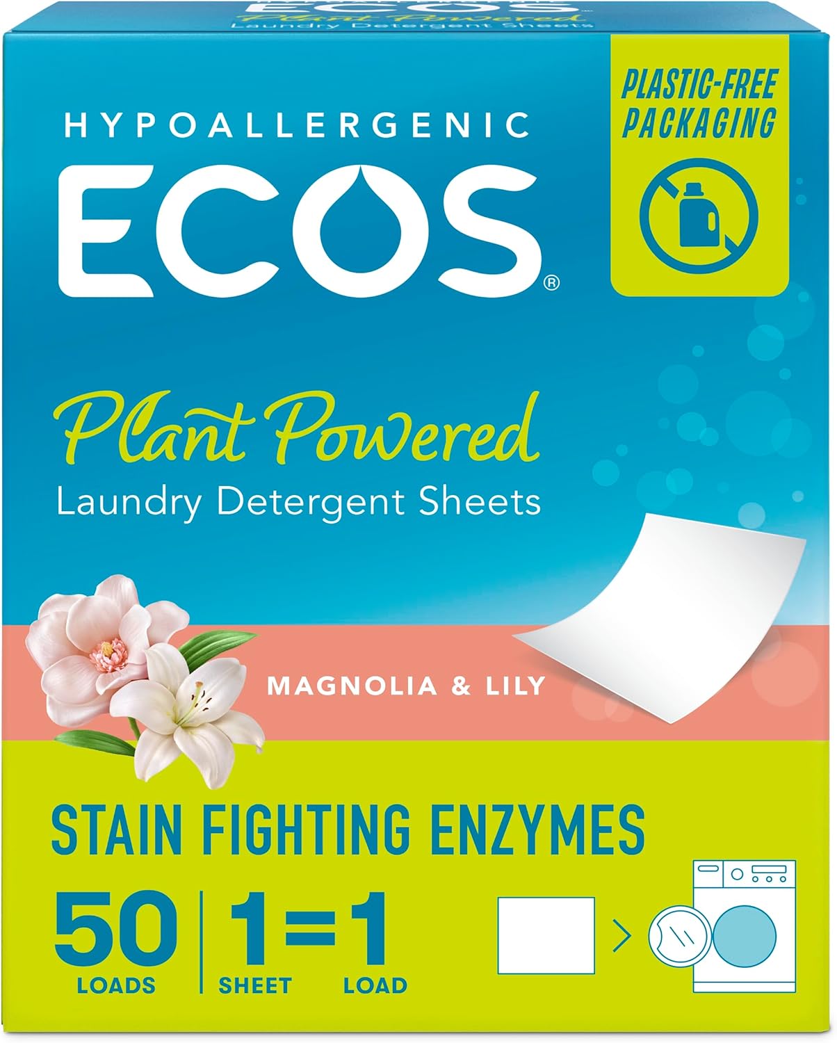 ECOS Laundry Detergent Sheets No Plastic Jug Vegan, No