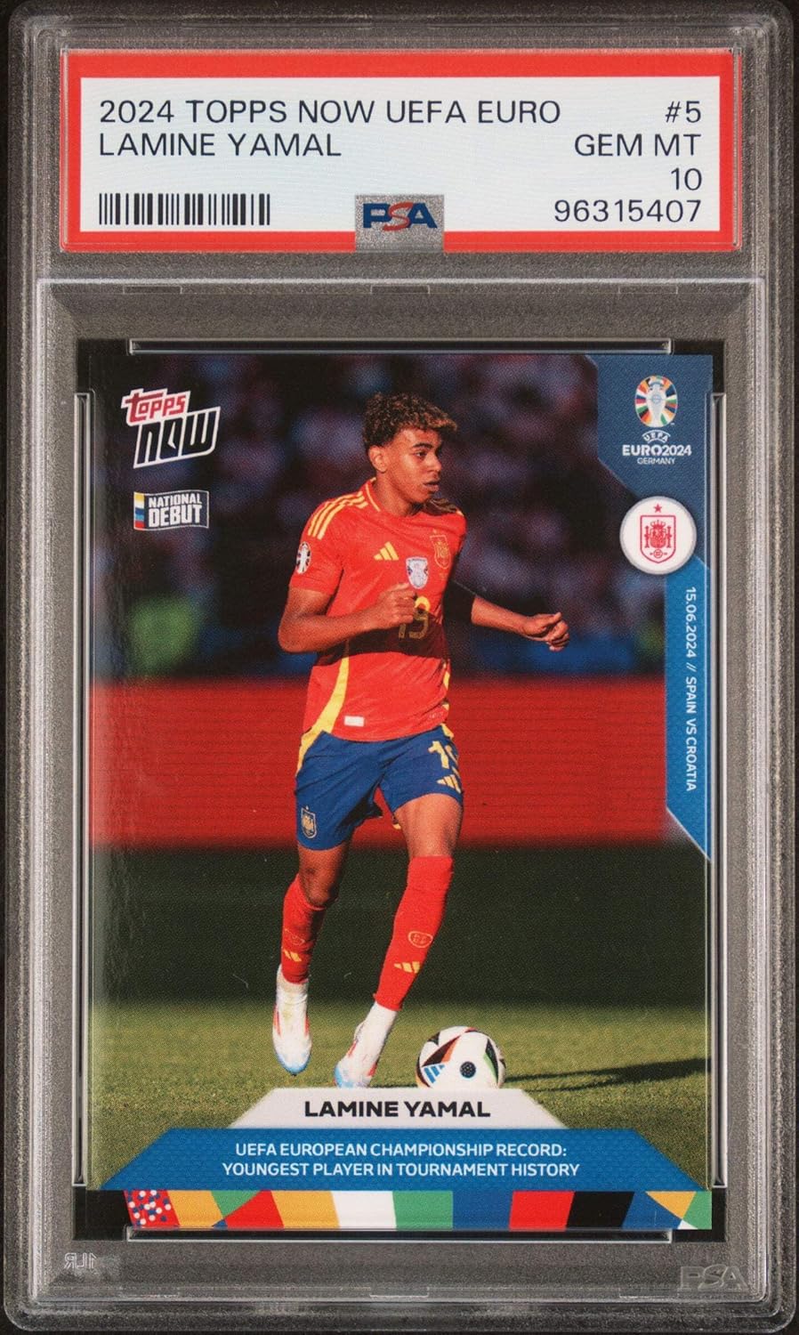 Graded 2024 Topps Now Lamine Yamal #5 Rookie RC Soccer Card PSA 10 Gem Mint