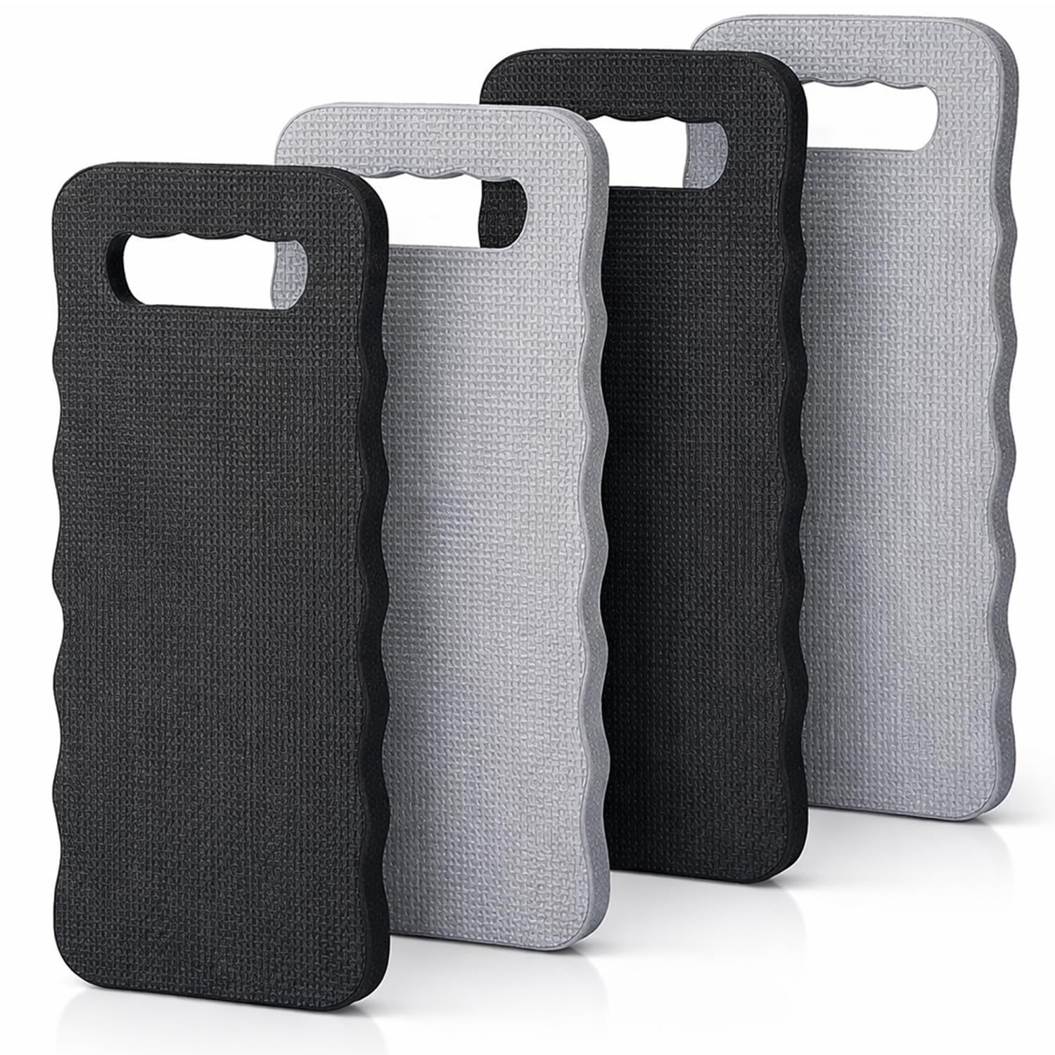 Thrink 4 Pack Extra Long Kneeling Pads Thick EVA Foam Knee Mat Waterproof Anti Slip Cushion for Gardening DIY Cleaning Exercise Garage Work Pad 2 Black 2 Grey