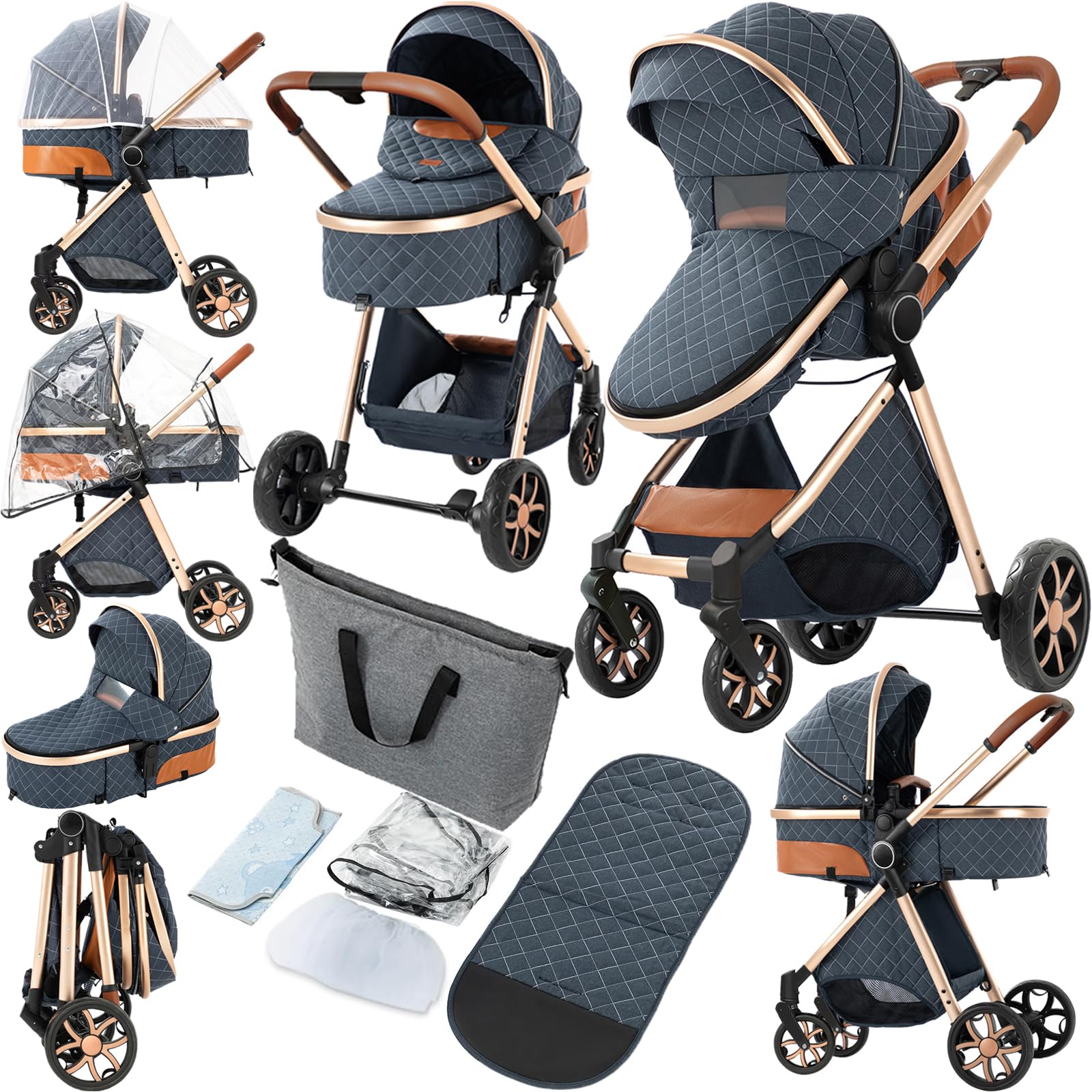 Amazon.com : 2 in 1 Baby Stroller, Convertible Pram, Reversible