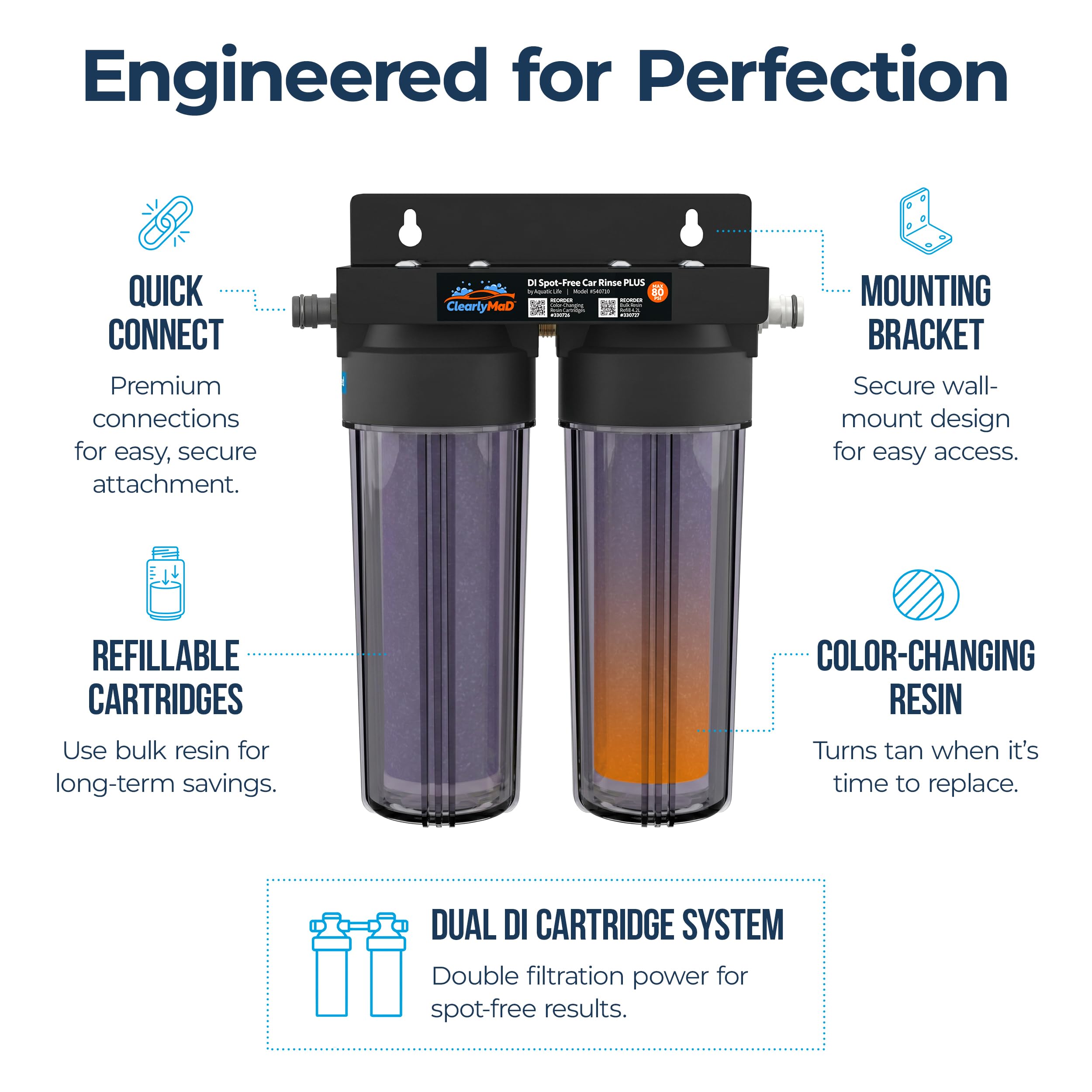 Deionized Spot-Free Car Wash Rinse Plus System Unit, Spotless Water Deionizer for Car Washing, RV, and Motorcycle, with Hose