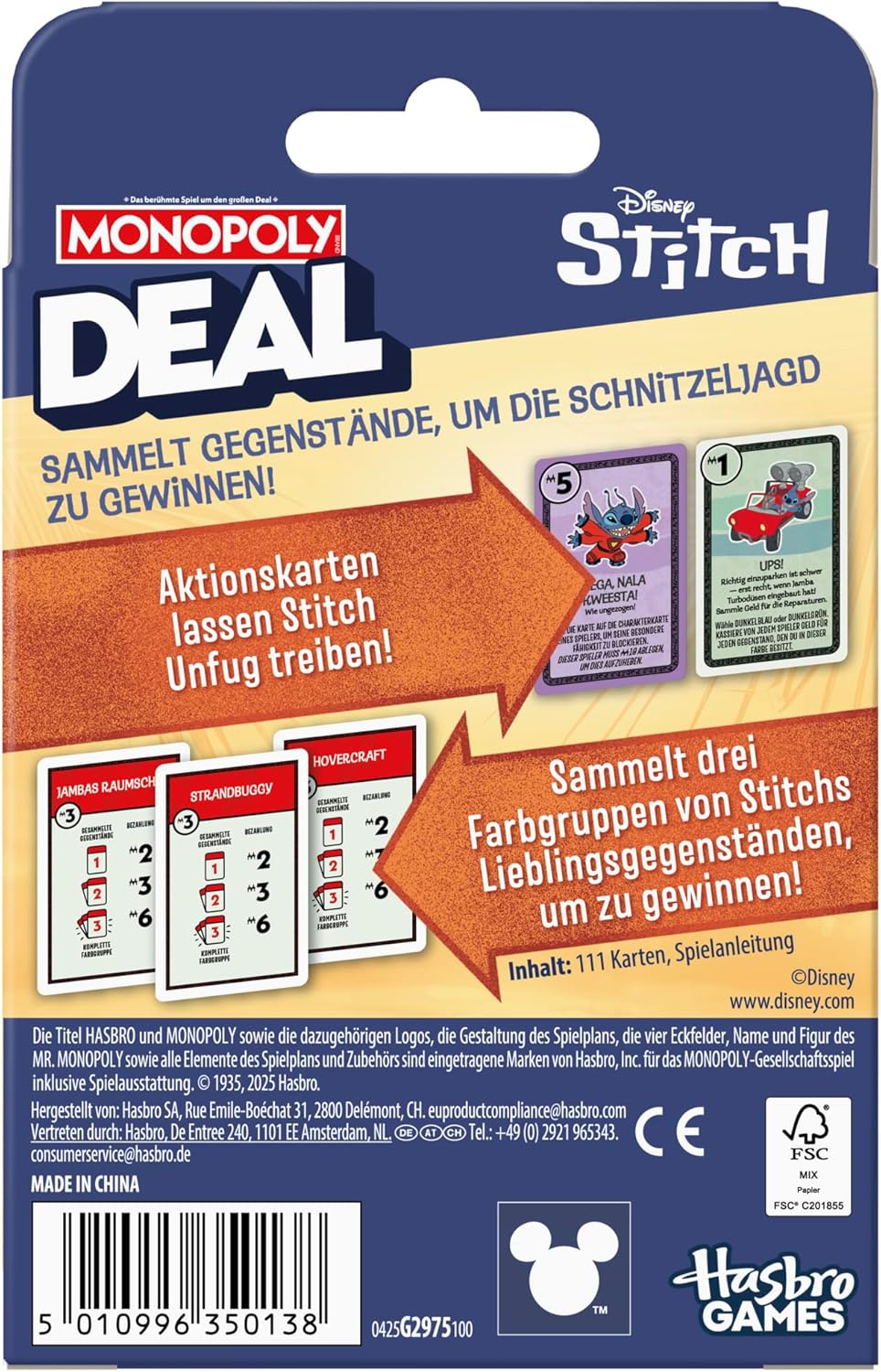 Monopoly Deal: Disney Stitch Edition Card Game - German Version