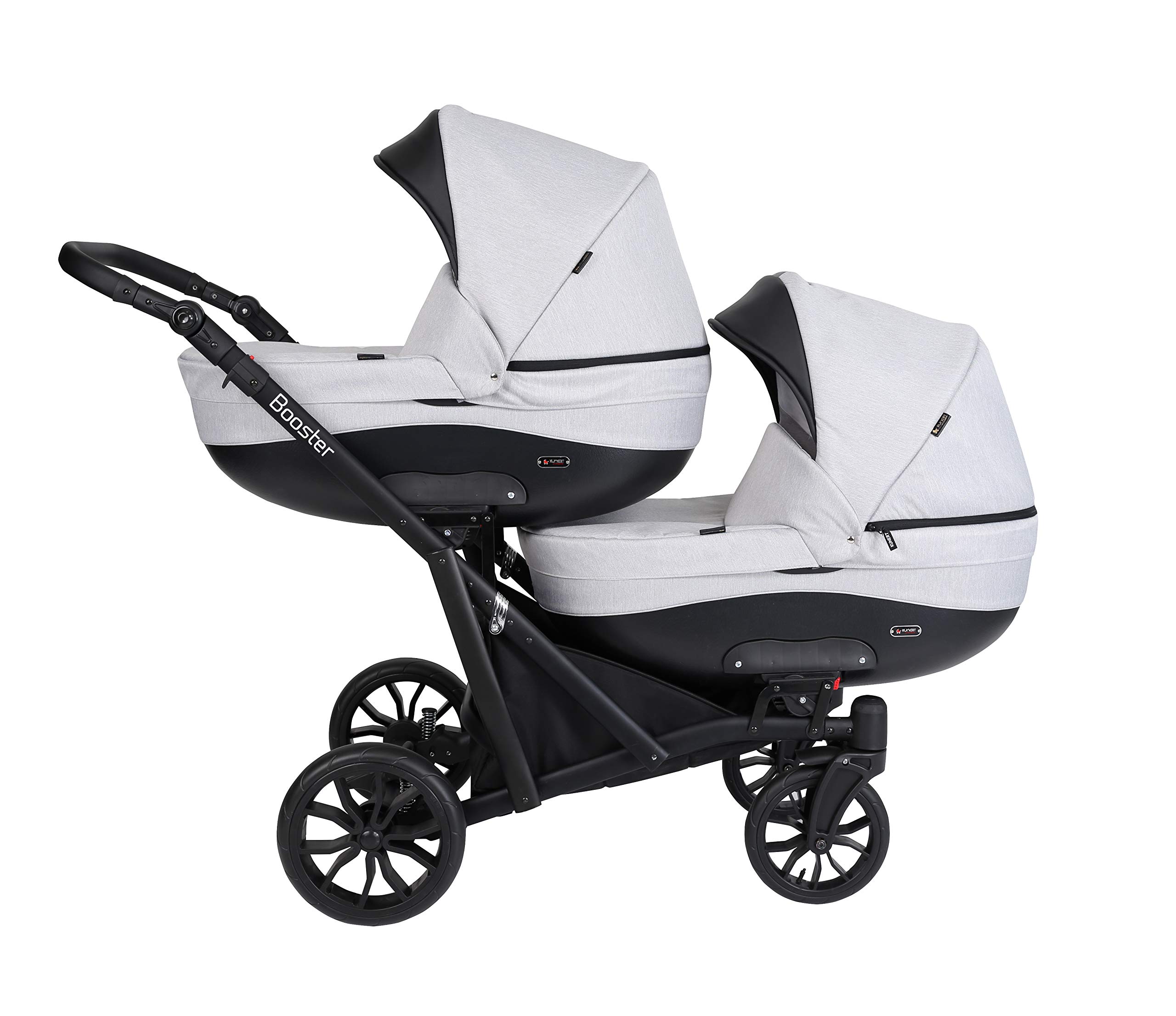 KUNERT Passeggino Gemellare 3 in 1 Cosmo Navicella Carrozzina Seggiolino Auto Grigio