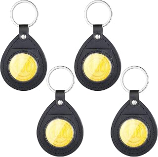 4 Pieces AA Coin Holder Keychains Fit PU Leather Both Sides of Sobriety Chips for Coin Sobriety Chips Tokens Medallion Collection Quarter Displays Both Sides