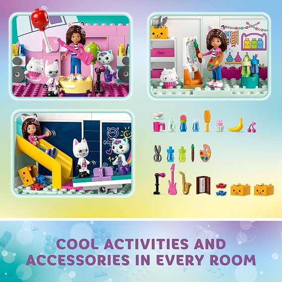 LEGO Gabby's Dollhouse Building Toy - Pretend Play Toy Figures & Playsets for Girls & Boys, Ages 4+ Years - Gift for Birthdays - 8 Room Dollhouse W/ 4 Minifigures - 10788