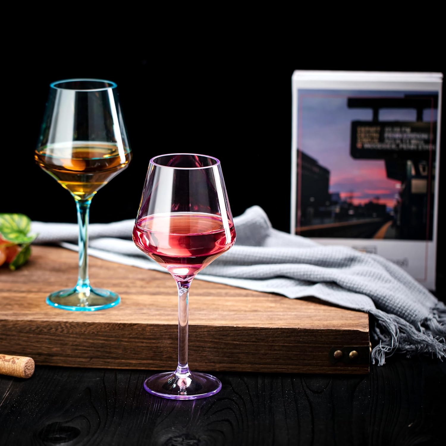 16-ounce Plastic Stem Wine Glasses, All Purpose Arcylic Glasses, set of 6 Multicolor Reusable Shatter-resistant Dishwasher Safe - Image 4