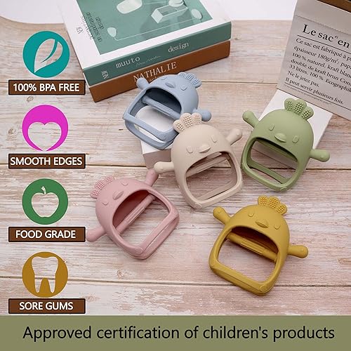 Miniatura 5 de Mordedor de silicona para bebés, sin BPA, anticaídas, sostenible y no tóxico para aliviar el dolor