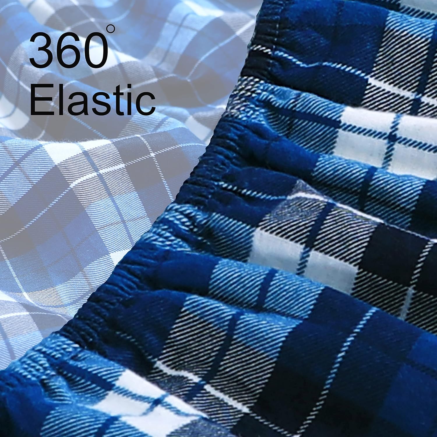 Feather & Stitch Flannel Sheet Set King Size Navy Blue Plaid 16" Deep Pocket 100% Brushed Cotton Winter Bed Sheet Warm Soft 4 Piece Printed Flannel Collection Bedding Fitted Sheet & 2 Pillowcase