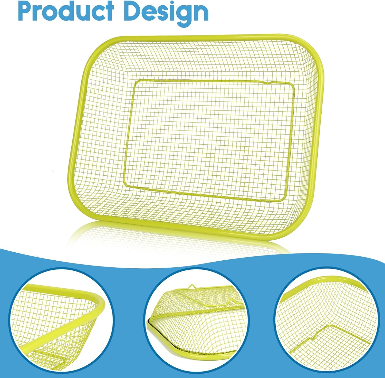 Yummy Sam 3 Pack Metal Mesh Basket, Wire Baskets for Organizing, 3 Color Mesh Tray, Drawer Organizer for Office, Kitchen, Storage (14.57 x 10.63 x 4.33 Inch)