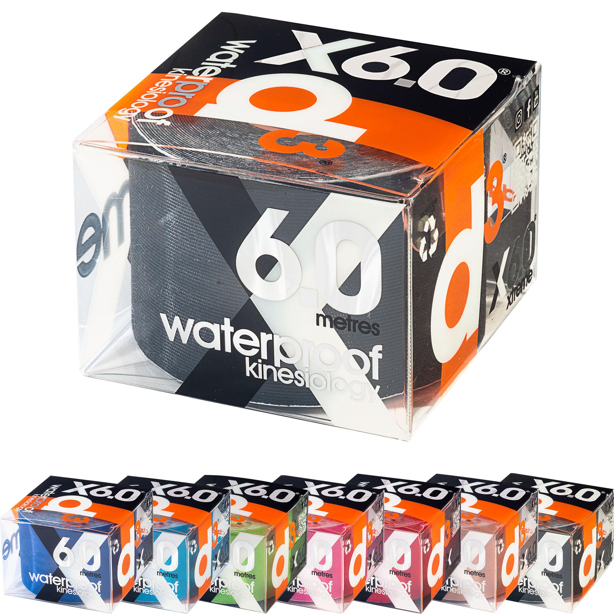 Cinta de kinesiología deportiva impermeable d3 X6.0 50 mm x 6 m, negro, talla única