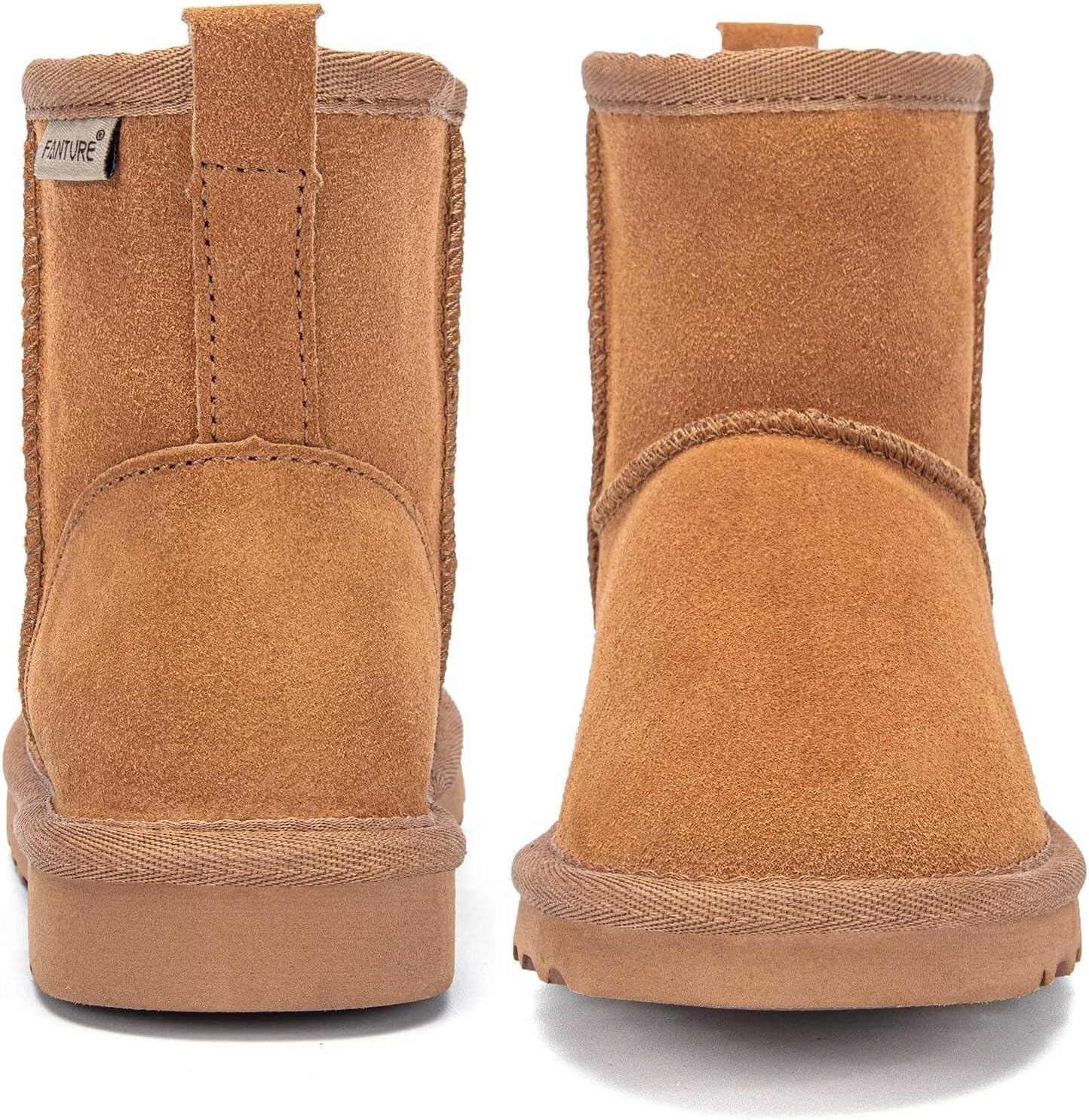 FANTURE Kids Snow Ankle Boots,Genuine Cow Suede Leather