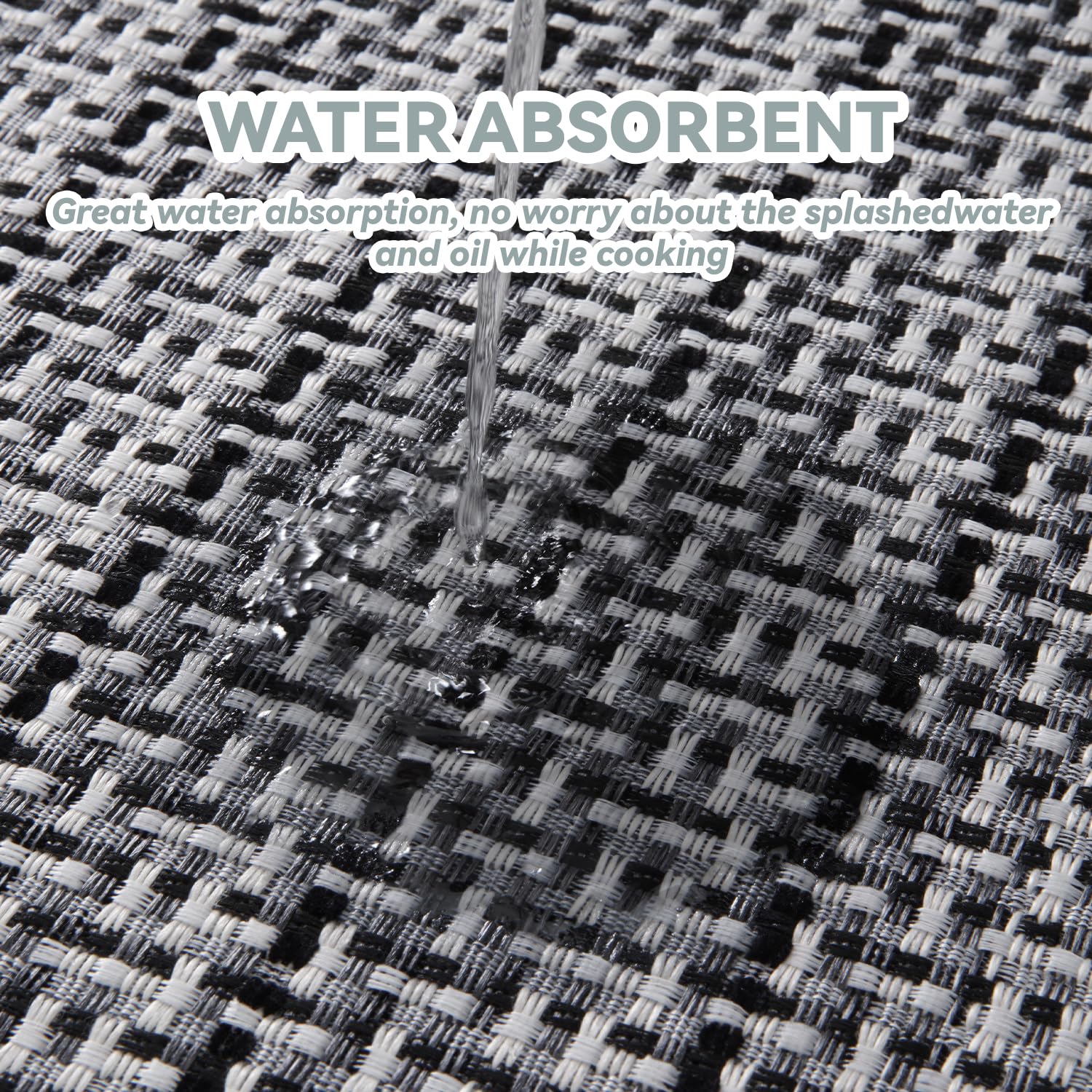 SIXHOME Tapis de Cuisine Antidérapant en Caoutchouc Lavable en Machine Absorbant Noir 50x80+50x150cm