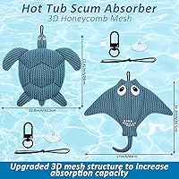 Vista 3 de Paquete de 2 esponjas absorbentes de verdín para jacuzzi, actualización 2025, accesorios reutilizables de tortuga y mantarraya absorbentes