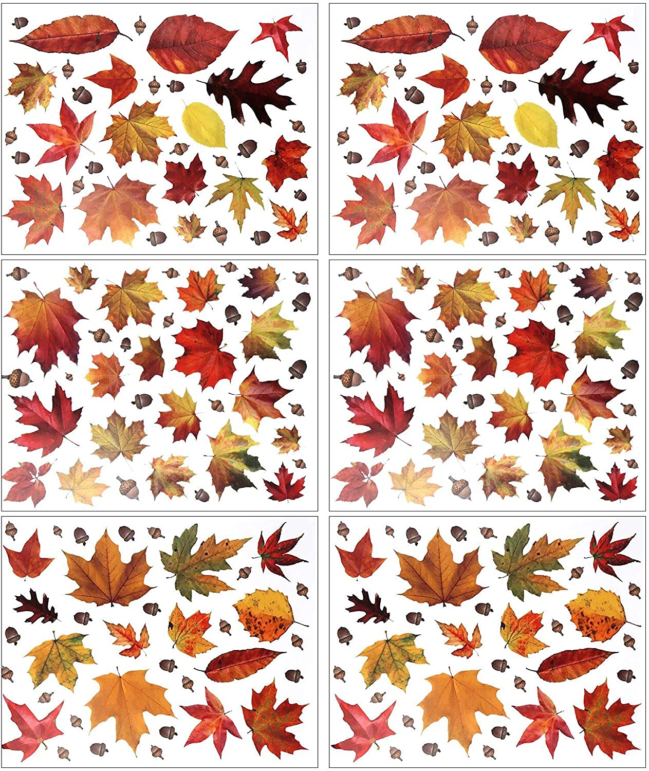 LOKIPA 6 Sheet Autumn Fall Maple Leaves Window Clings Sticker For Thanksgiving Maple Decorations, Multicoloured - Image 2