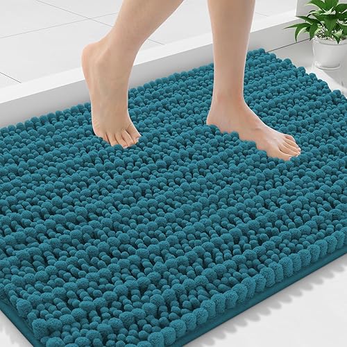 Miniatura 42 de Smiry Alfombras de Baño 24 x 16 pulgadas, Tapetes de Baño de Chenilla Extra Suaves y Absorbentes, Respaldo de Goma Antideslizante, Lavable a Azul