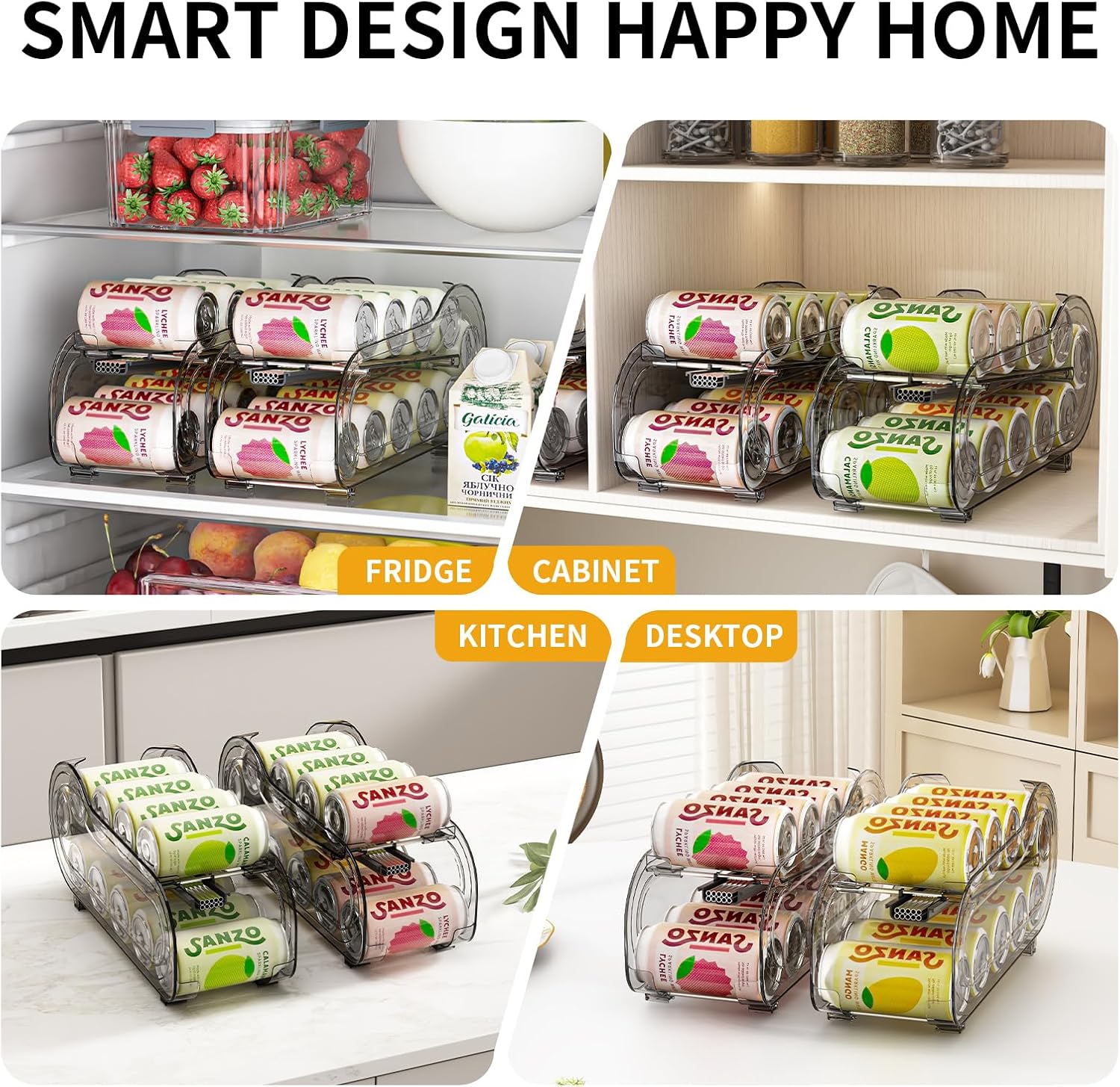 Drink Organizer for Fridge, Soda Can Organizer Dispenser for Refrigerator with Automatic Rolling,Organize Standard Size 11.15oz or 12oz Cans Drink,Save Space for Fridge、Kitchen、countertop - Image 4