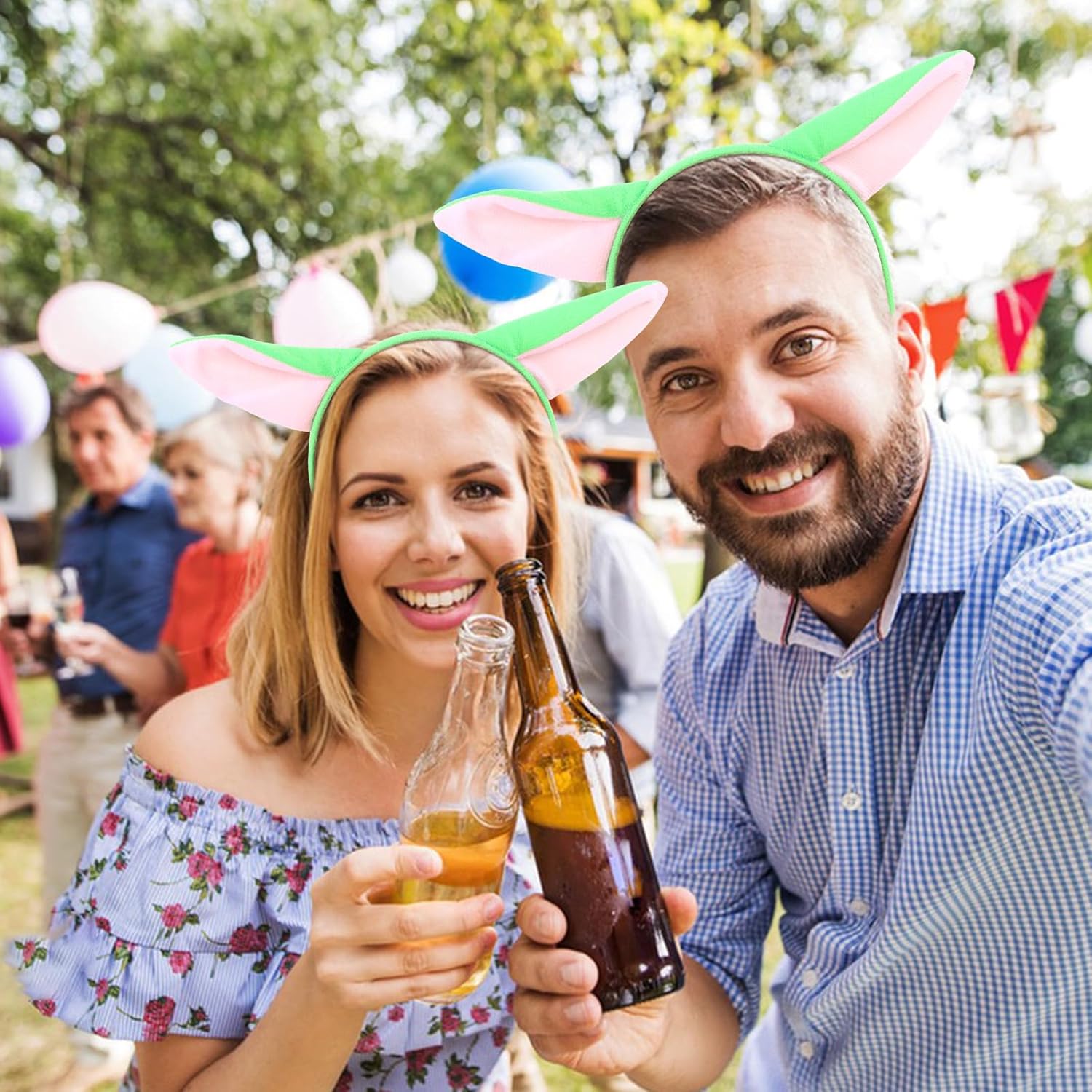 Alien Ears Headband Animal Ears and Horns Headband Adult Plush Cute Ears Headbands Halloween Christmas Festival Theme Party Animal Cosplay Costume Green Headbands for Women - Image 5